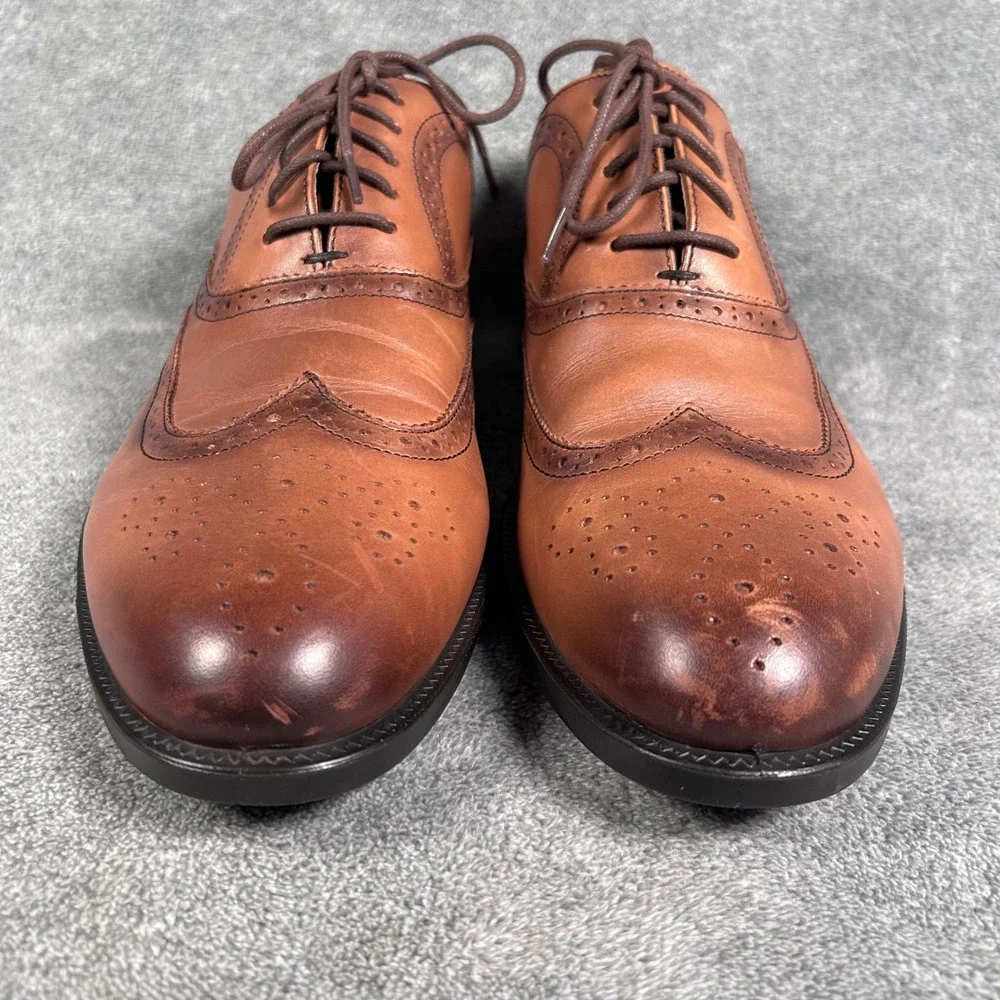 GH Bass Wingtip Oxford Dress Shoes Flex Step Tan Brown Leather Mens 13M